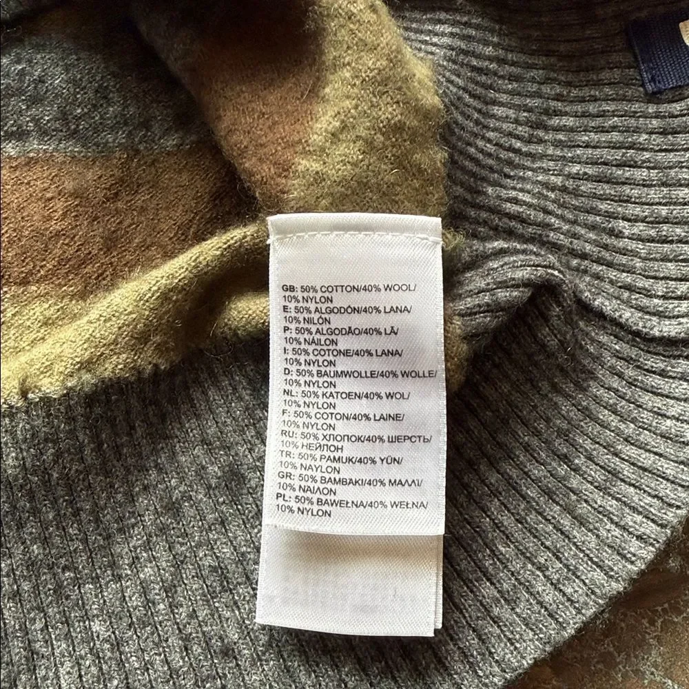 The North Face Wool Cotton Blend Long Sleeve Sweater - Stripes gray brown - L